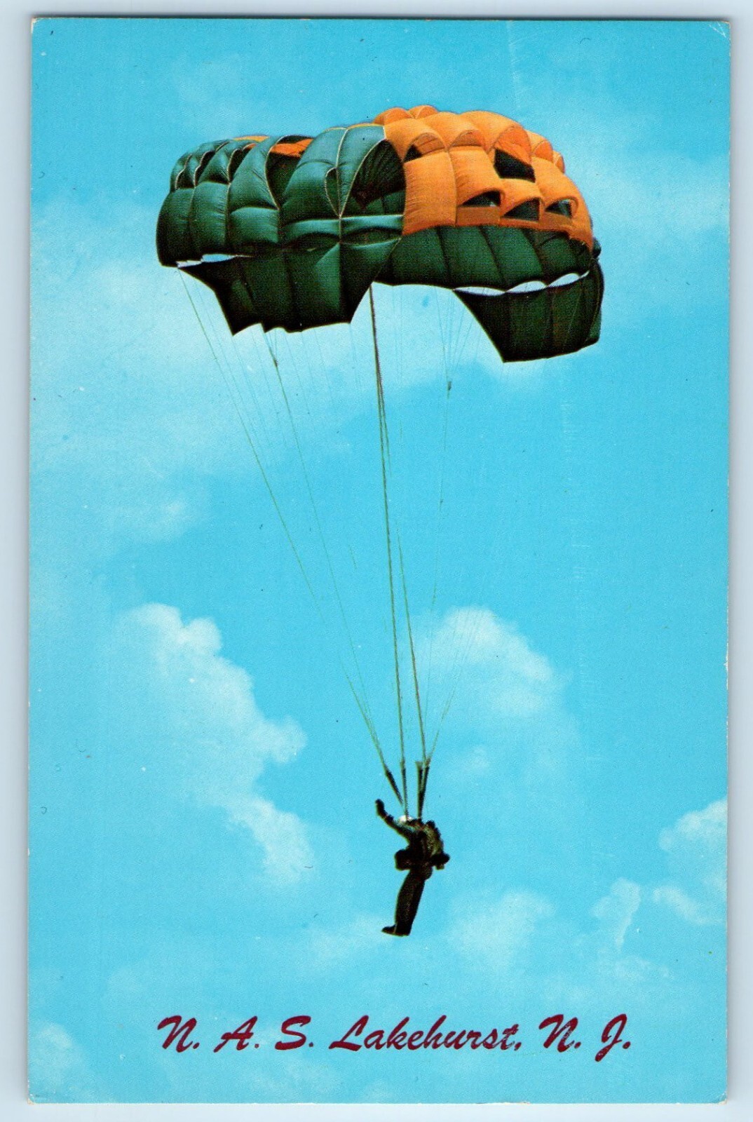 c1960 Lakehurst New Jersey Postcard N.A.S. Sport Parachutist Landing Jump Circle