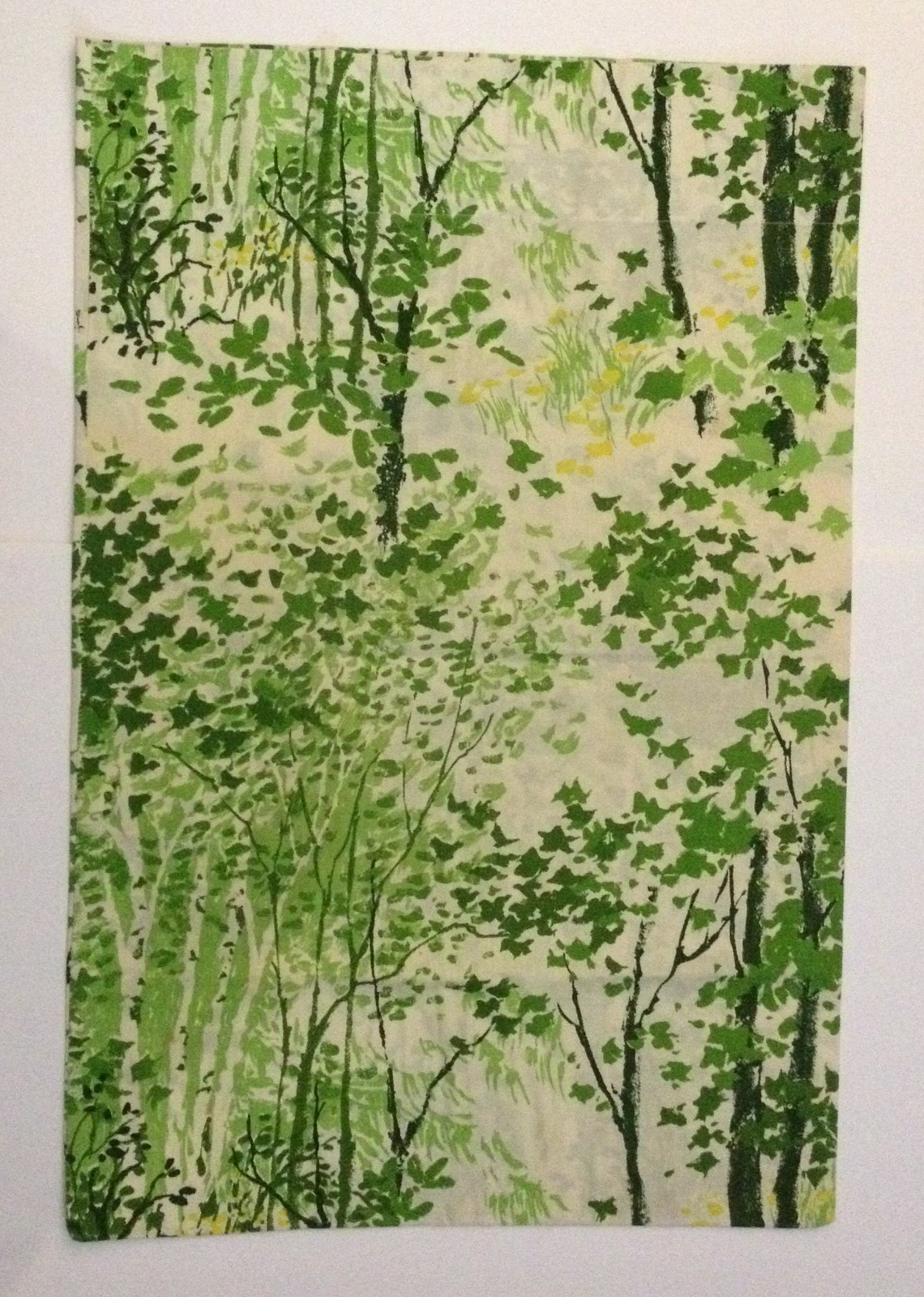 Vintage Perma Prest Sears Percale Pillow Case Trees Woods Forest Nature Print