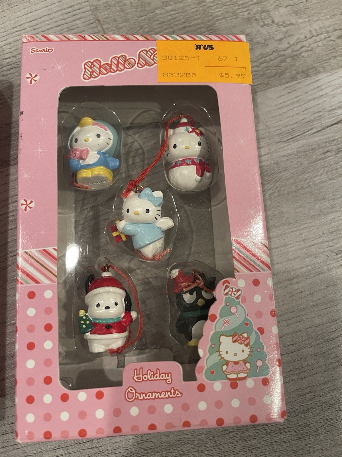 SANRIO HELLO KITTY 2003 Holiday Ornaments 5 Pack  Christmas POCHACCO BADTZ-MARU
