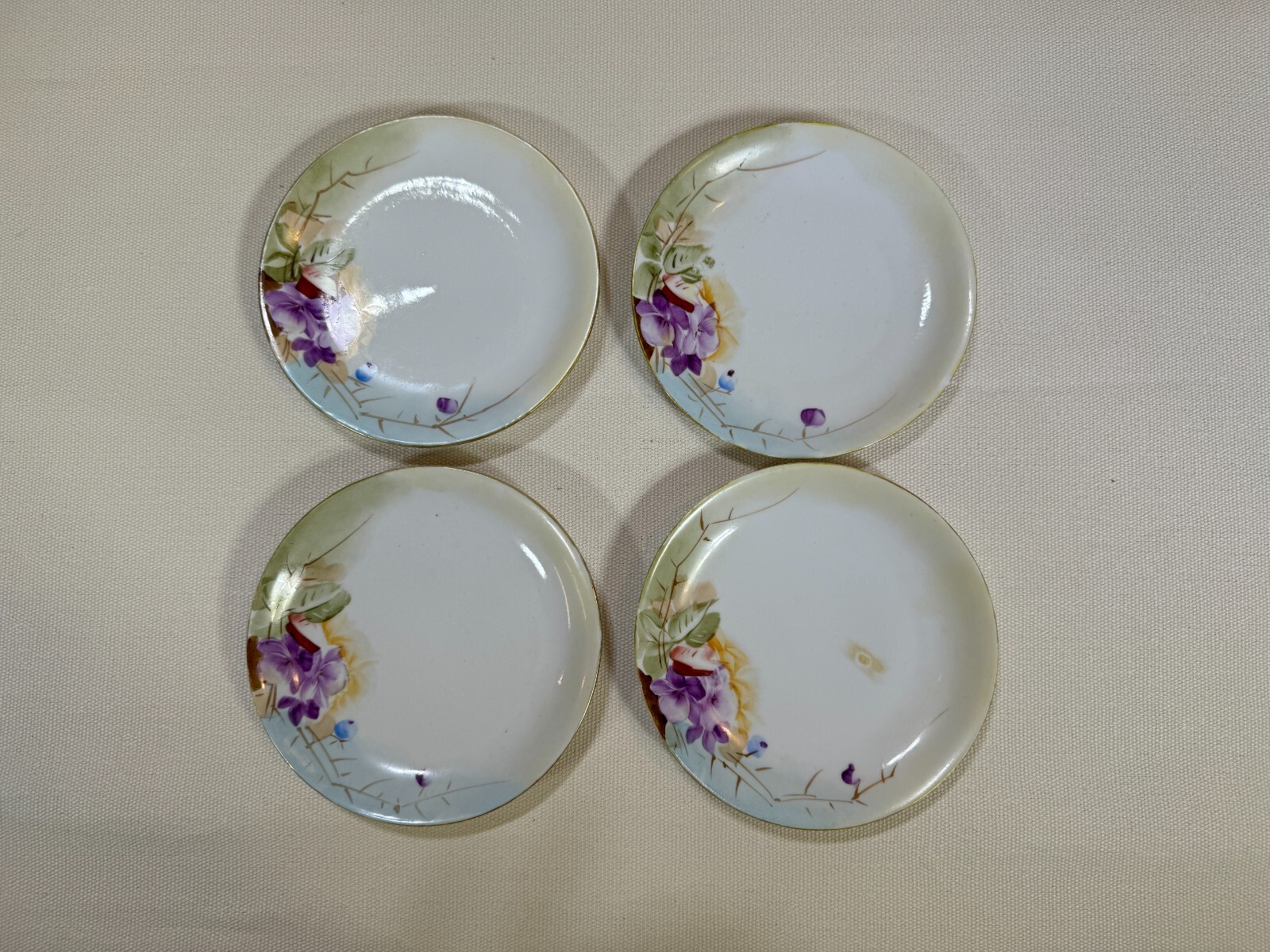 Vintage Hand Painted Nippon Plate Set (4) Vintage Hand Painted Nippon Plate Set (4)