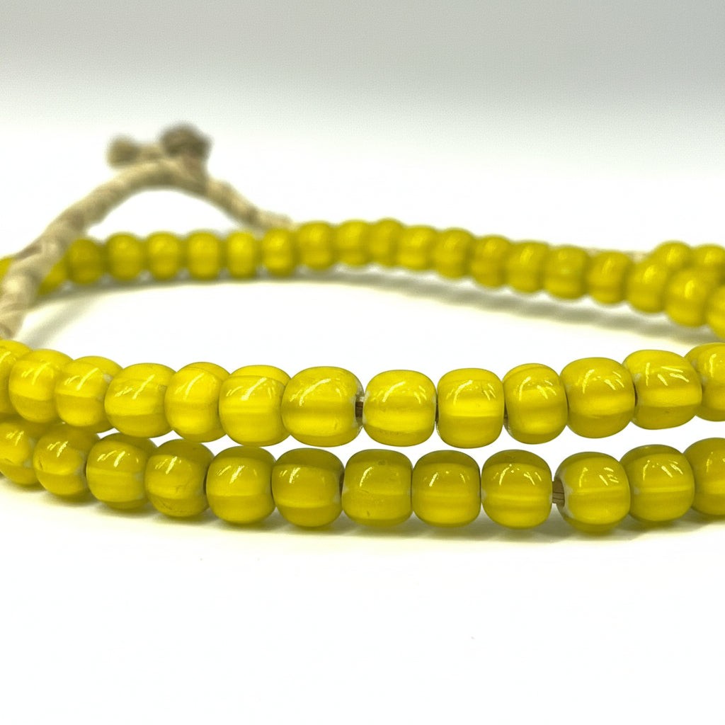 New White Heart 7mm Venetian Yellow Melon Trade Beads
