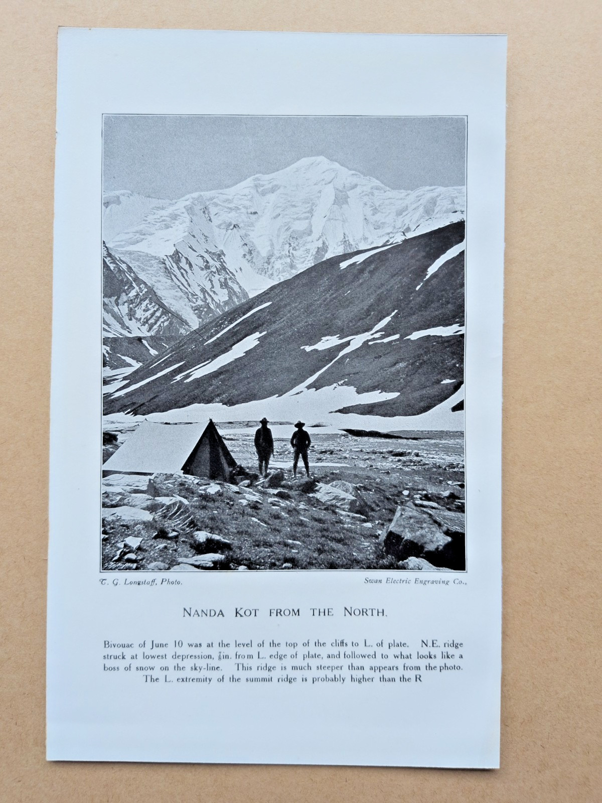 Nanda Kot Mountain, from the North, India - Antique Print - 1907