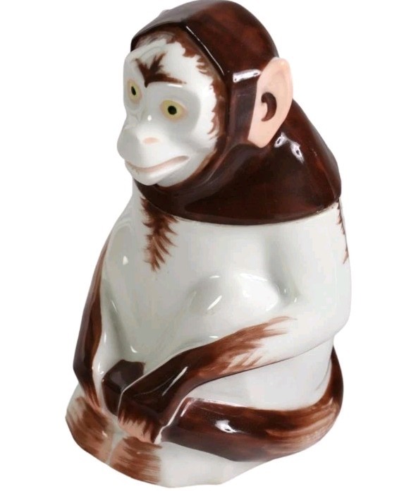 Limoges Edouard  Marcel Sandoz Porcelain Monkey Tobacco Jar (Rare Find)