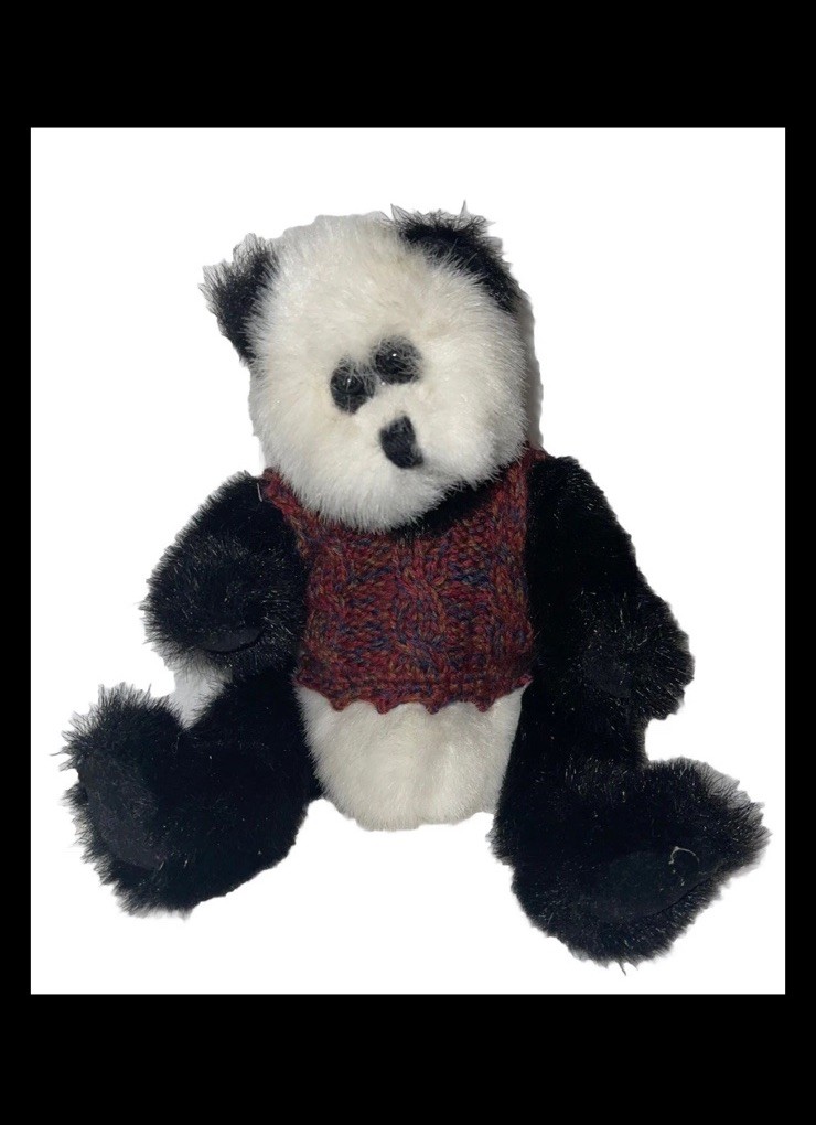Vintage Ty Collectible Checkers Panda Bear Collection 1993 Wear knit sweater fun