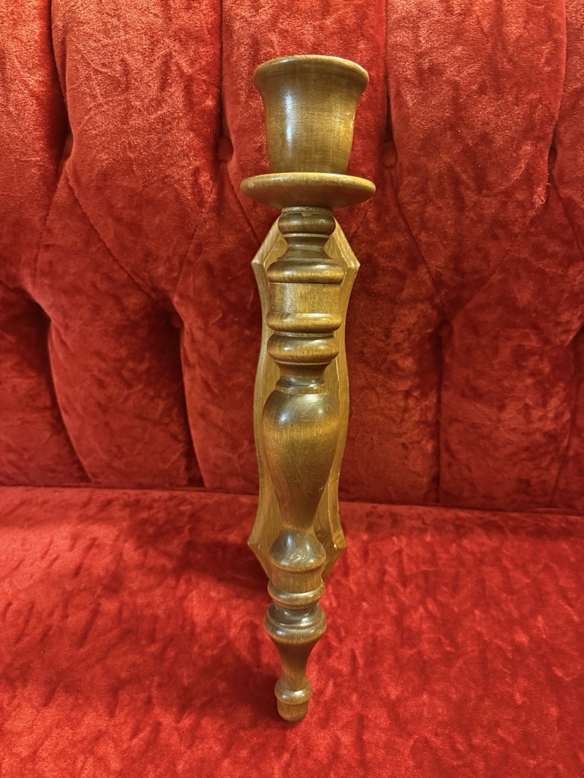 Vintage MCM Wood Wall Sconce Candlestick Holder Cottagecore Farmhouse Rustic 16”
