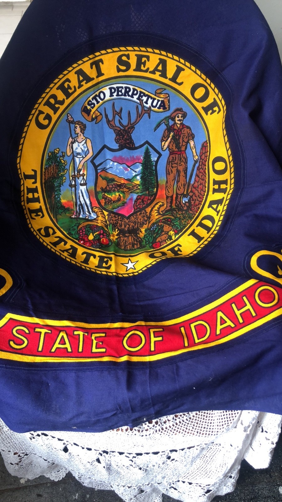 Vintage Annin Defiance Idaho State Flag Cotton Bunting 5 FT x 35”