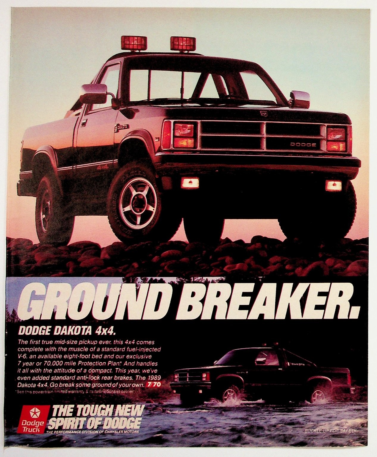 1989 Dodge Dakota 4x4 Truck Vintage Magazine Ad \