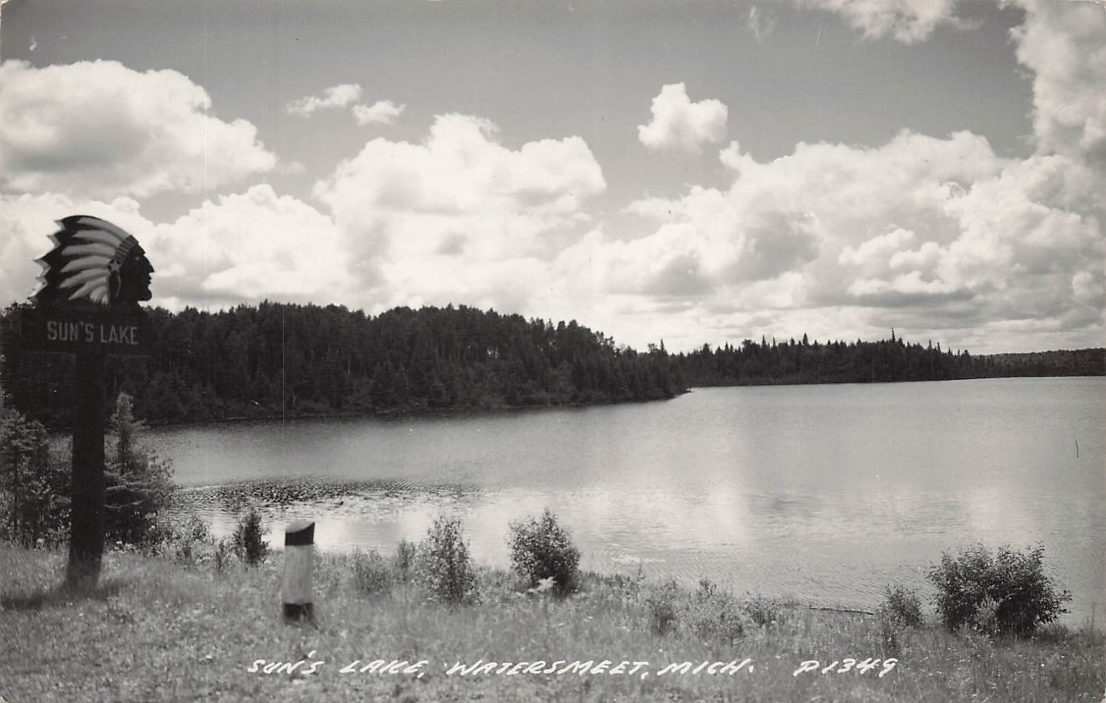 Watersmeet Michigan Sun Lake Gogebic County Upper Peninsula Photo Postcard J21