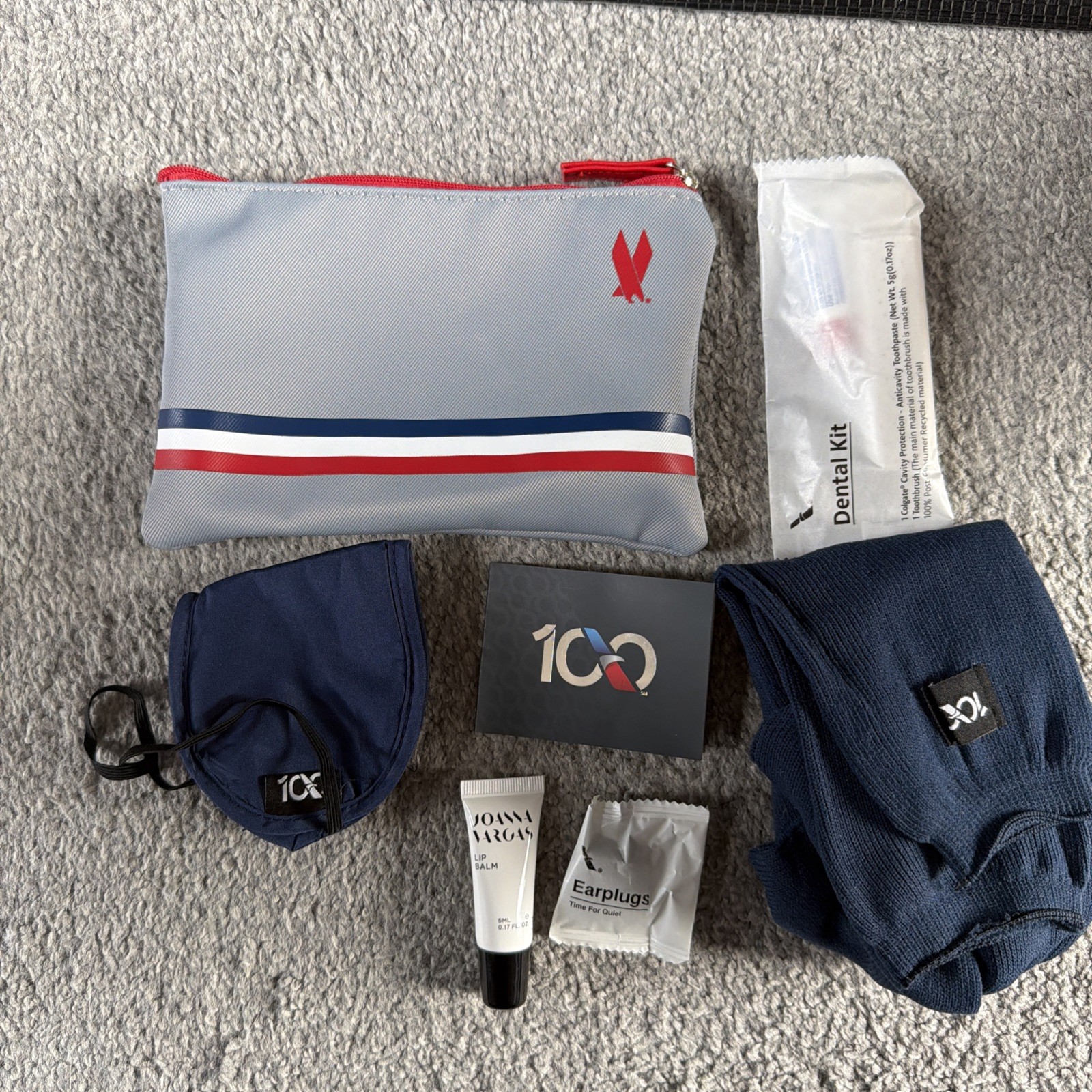 American Airlines 100th Anniversary Premium Economy Flagship Amenity Kit - Gray
