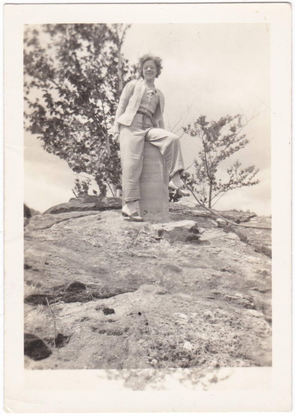 1942 Young Woman Trousers Goose Pond Mass Snapshot Found Photo Vintage