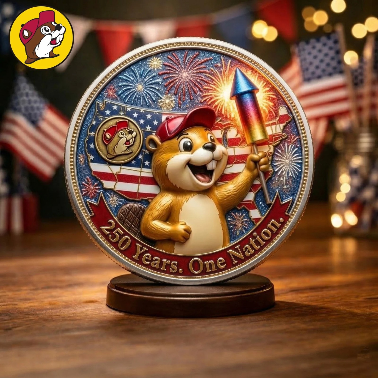 Buc-ee's America 250 Years One Nation Coin Fireworks USA 250th Anniversary