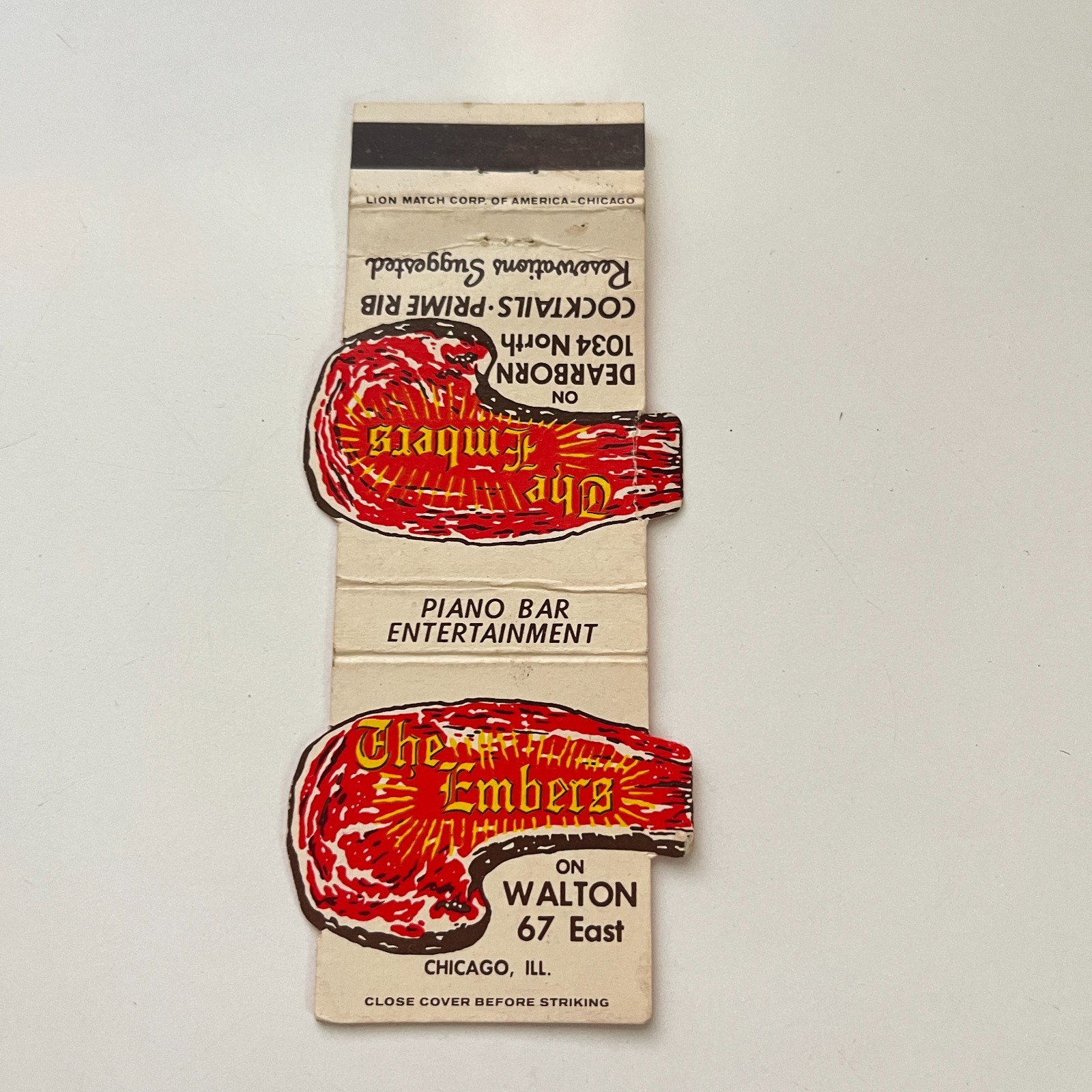 The Embers on Walton Chicago IL Vintage Matchbook Cover 4MB74-2