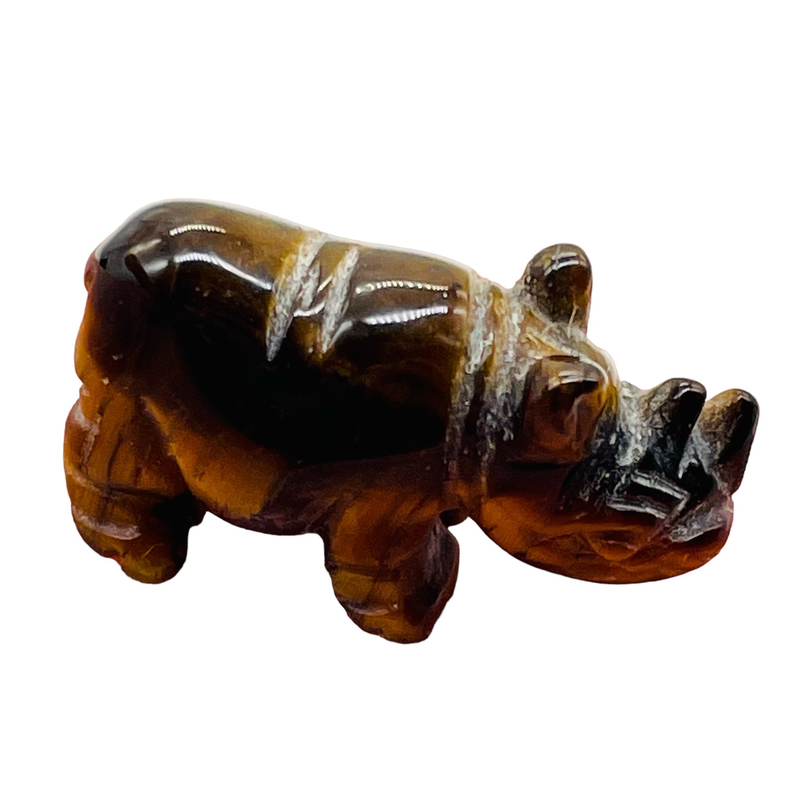 Baby Rhinoceros Tiger Eye Figurine | 1 Statue | | 5/8\