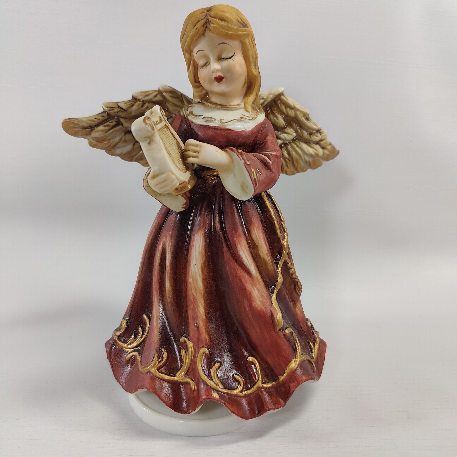 Christmas Angel Music Box Rotates Plays Jingle Bells Porcelain 7\