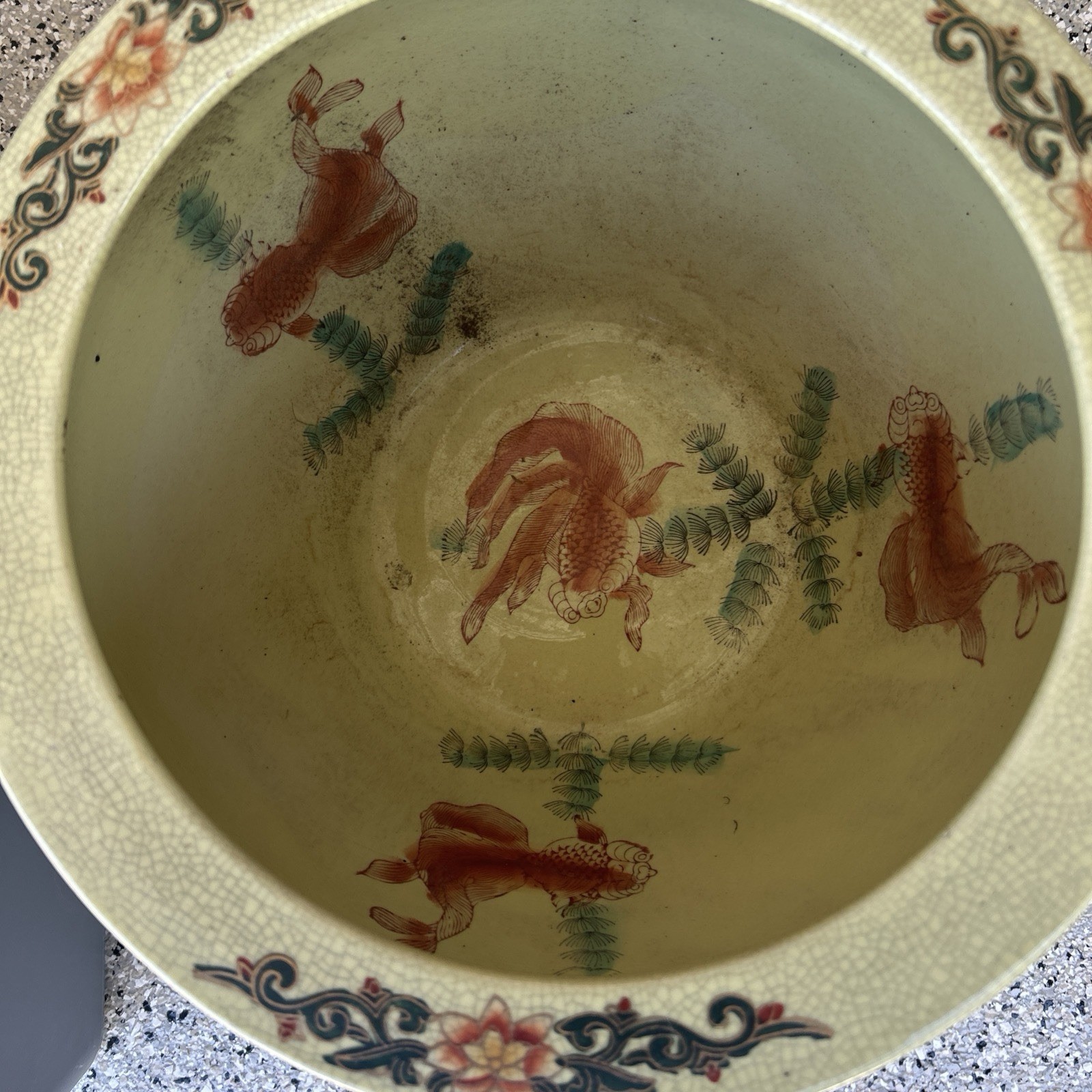 Vintage Oriental Koi Planter/Bowl (2) With Stands