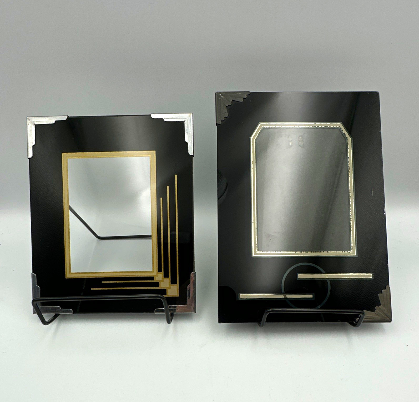 1920s Art Deco Reverse Black & Gold Glass Picture Frames 5x7 and 5x6 Roaring 20s 1920s Art Deco Reverse Black & Gold Glass Picture Frames 5x7 and 5x6 Roaring 20s