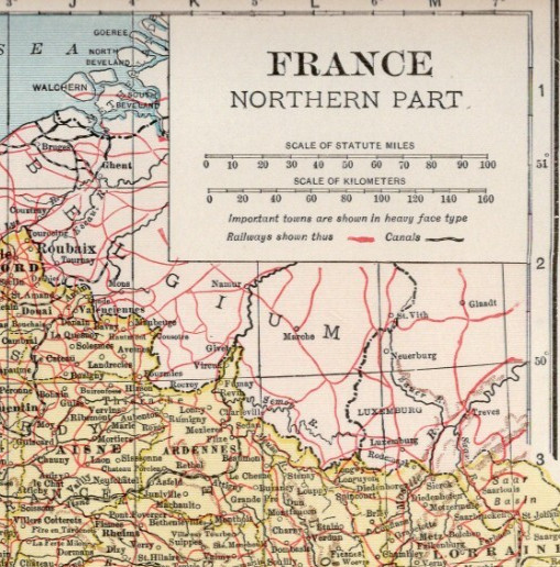 NORTHERN FRANCE 1921 MAP -  Original Dated Antique Poates Engraver Co. W Video