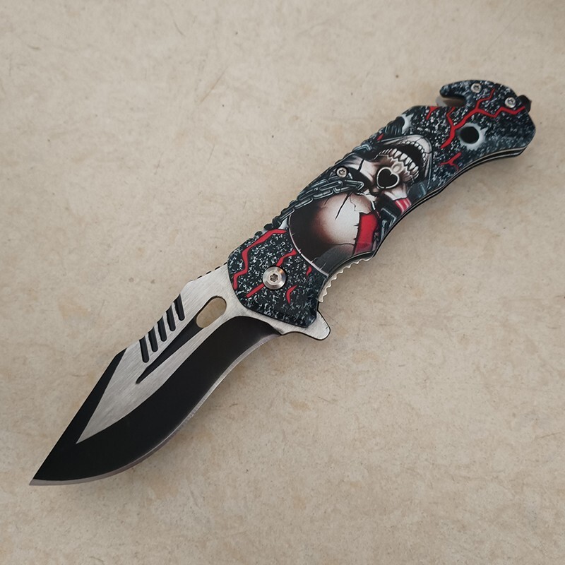 3D pattern handle folding knife, pocket knife, cutting rope, broken window
