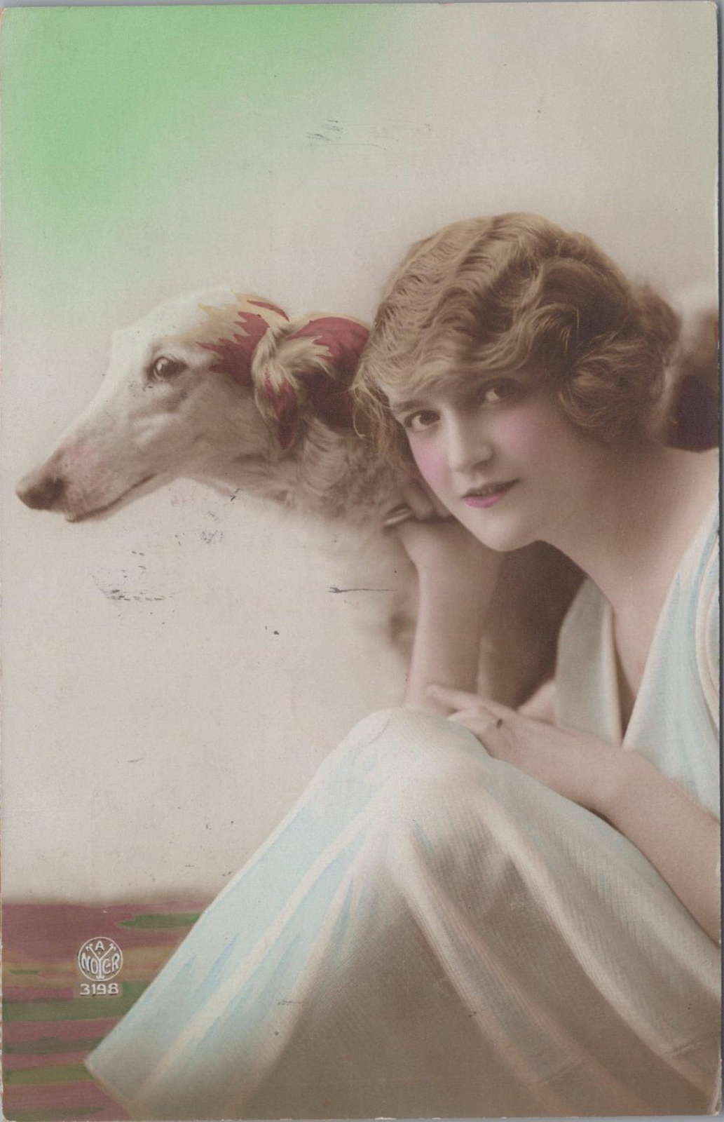RPPC Postcard Woman And Greyhound Dog 1922