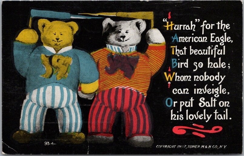 c1907 BEAR Greetings Postcard \