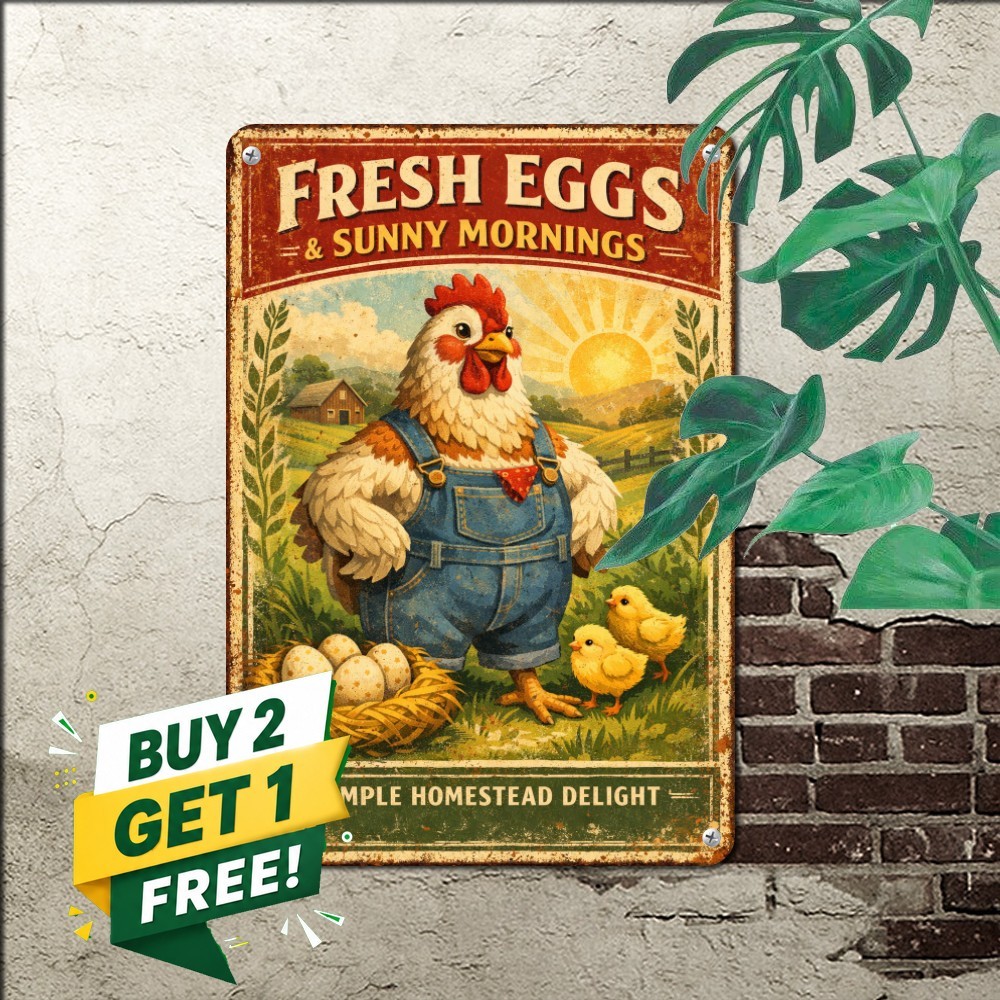 Make Farming Great Again Funny Hen Chicken Coop Plaque Retro Metal Tin Sign 8x12