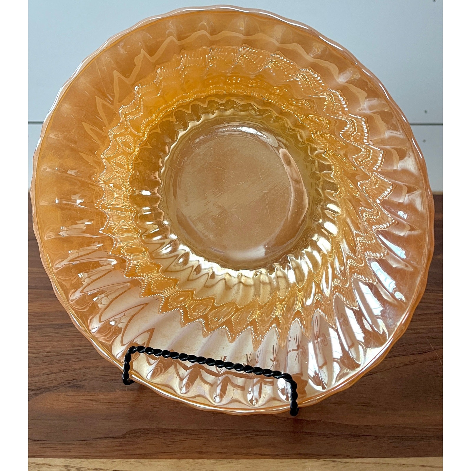 Vintage Fire King Peach Lustre Swirl Vegetable Serving Bowl