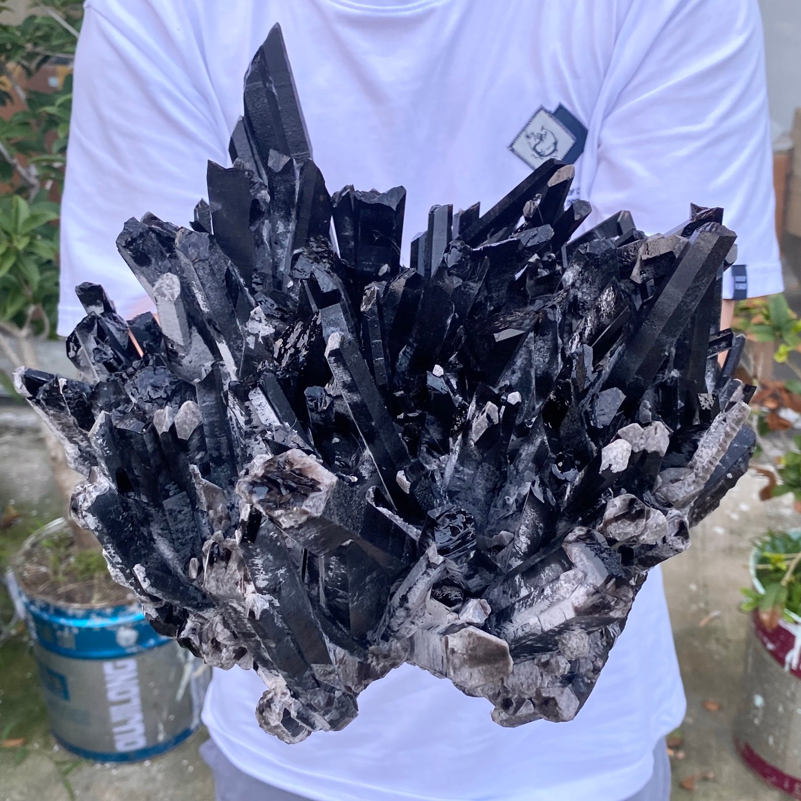 15.7LB Large Natural black Quartz Crystal Cluster Rough Specimen Healing Stone