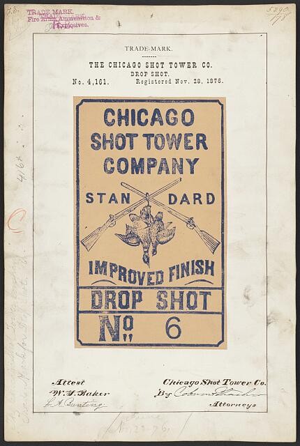 Photo:Chicago IL 1876 Chicago Shot Tower Co Trademark Drop Shot No. 6