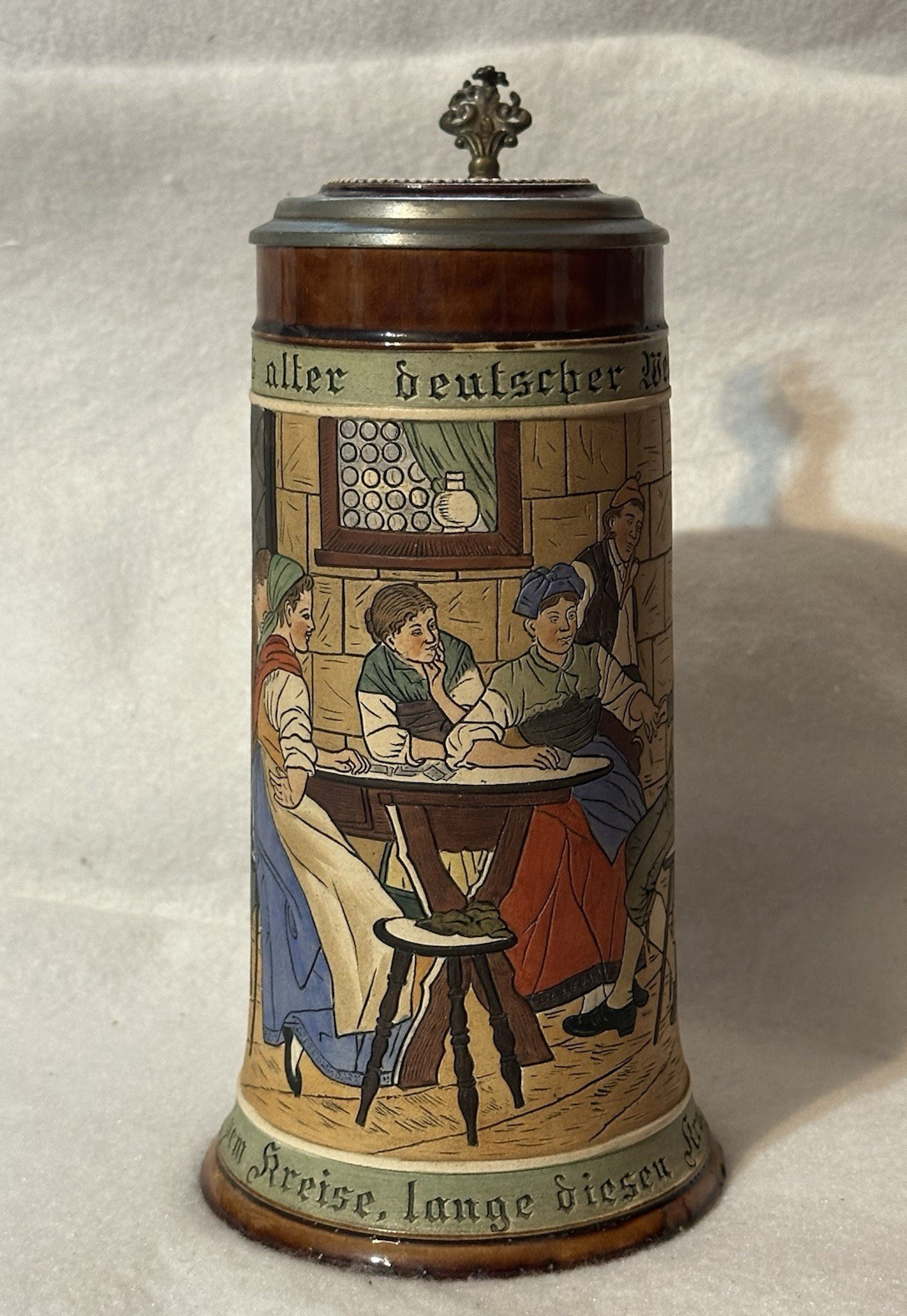 Vintage 1 Liter Beer Stein Etched & Hand Painted Tavern Scene Marked Germany 717 Vintage 1 Liter Beer Stein Etched & Hand Painted Tavern Scene Marked Germany 717