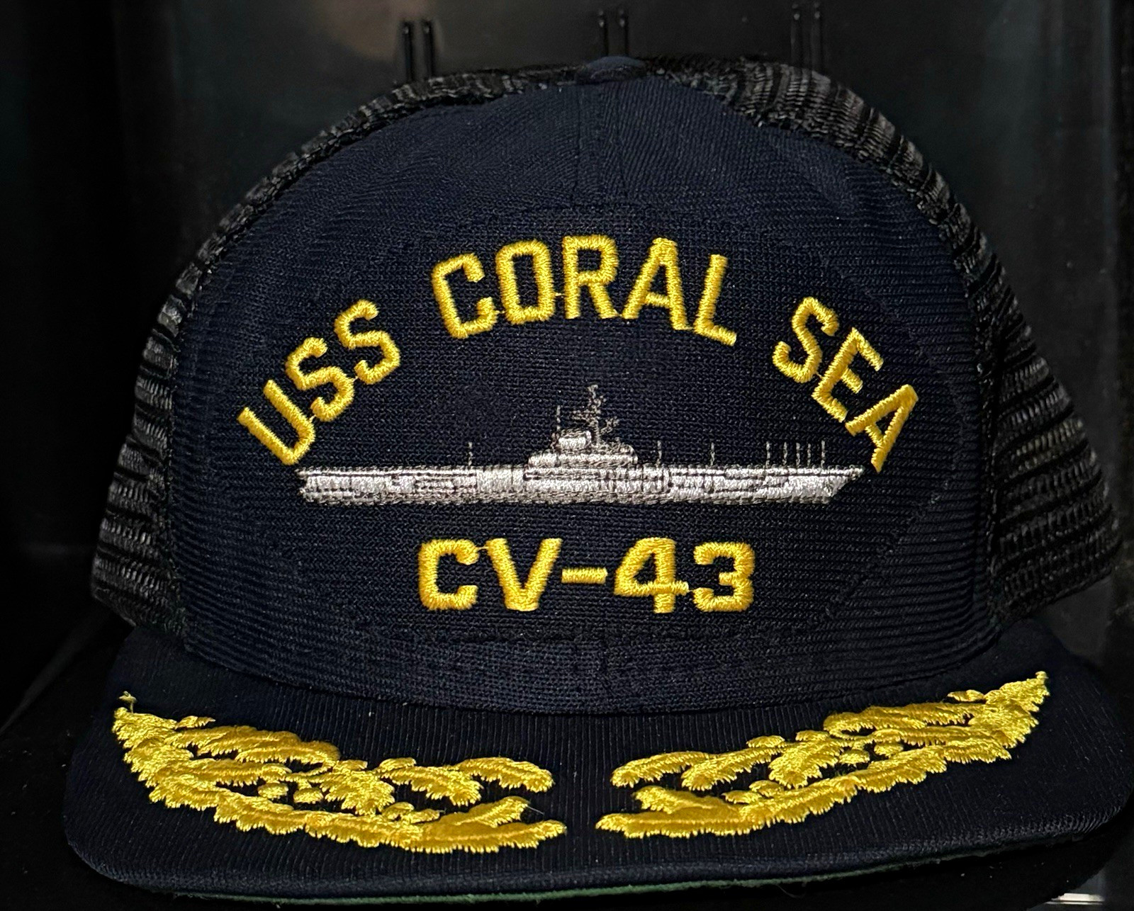 Vintage USS Coral Sea CV-43 Navy Trucker Hat Scrambled Eggs Snapback USA