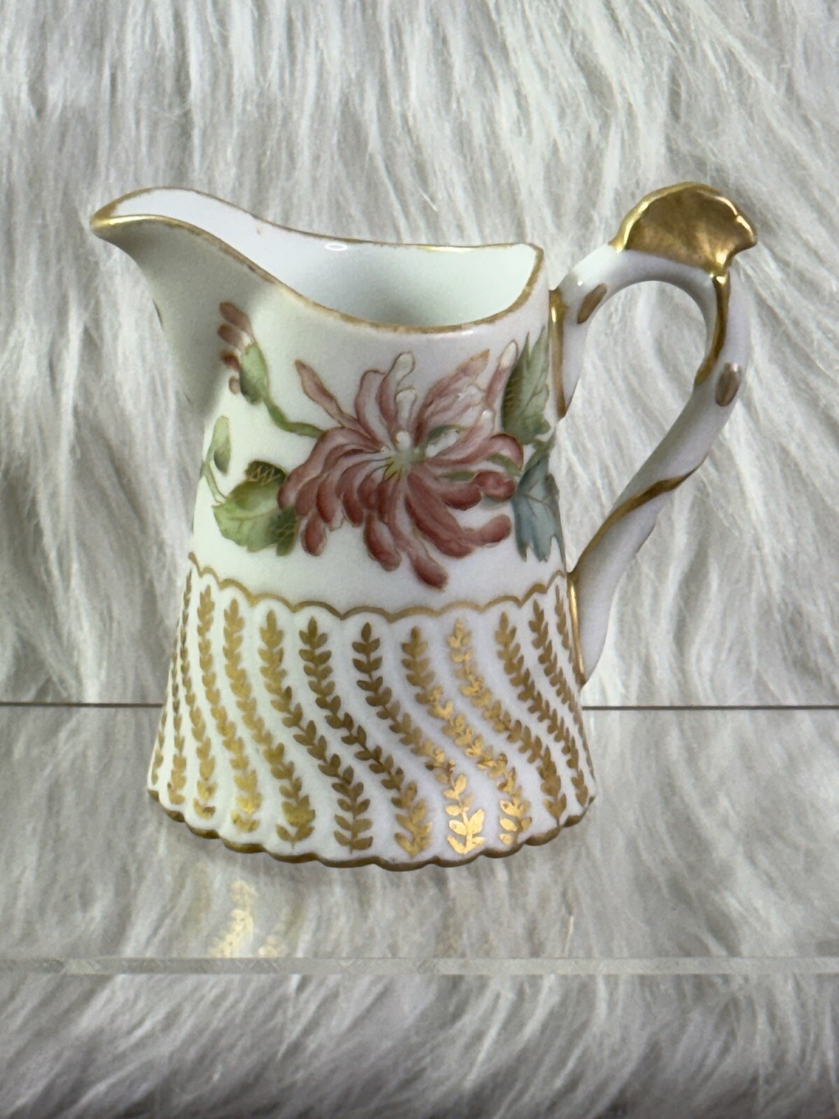 Antique 1900-1920s T&V Limoges France Pitcher Cream Milk Syrup F H George Signed