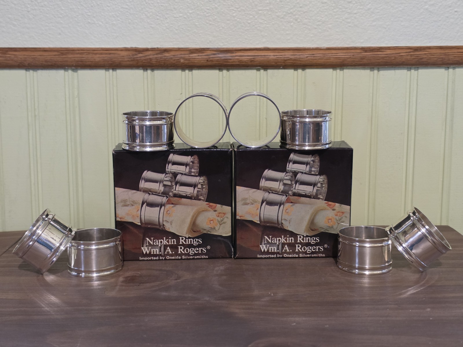 8 Vintage Wm Rogers Napkin Rings Silverplate Round Oneida 11 7309 8 Vintage Wm Rogers Napkin Rings Silverplate Round Oneida 11 7309