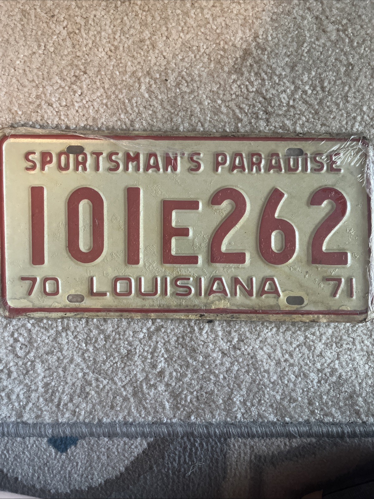 Vintage 1970-1971 Louisiana Sportsman’s Paradise License Plates, Original Wrap