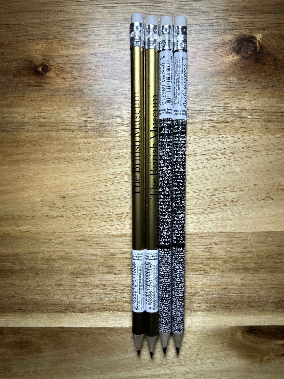 The British Museum Exclusive Lead Pencils lot of 4 - Gold and Rosetta Stone