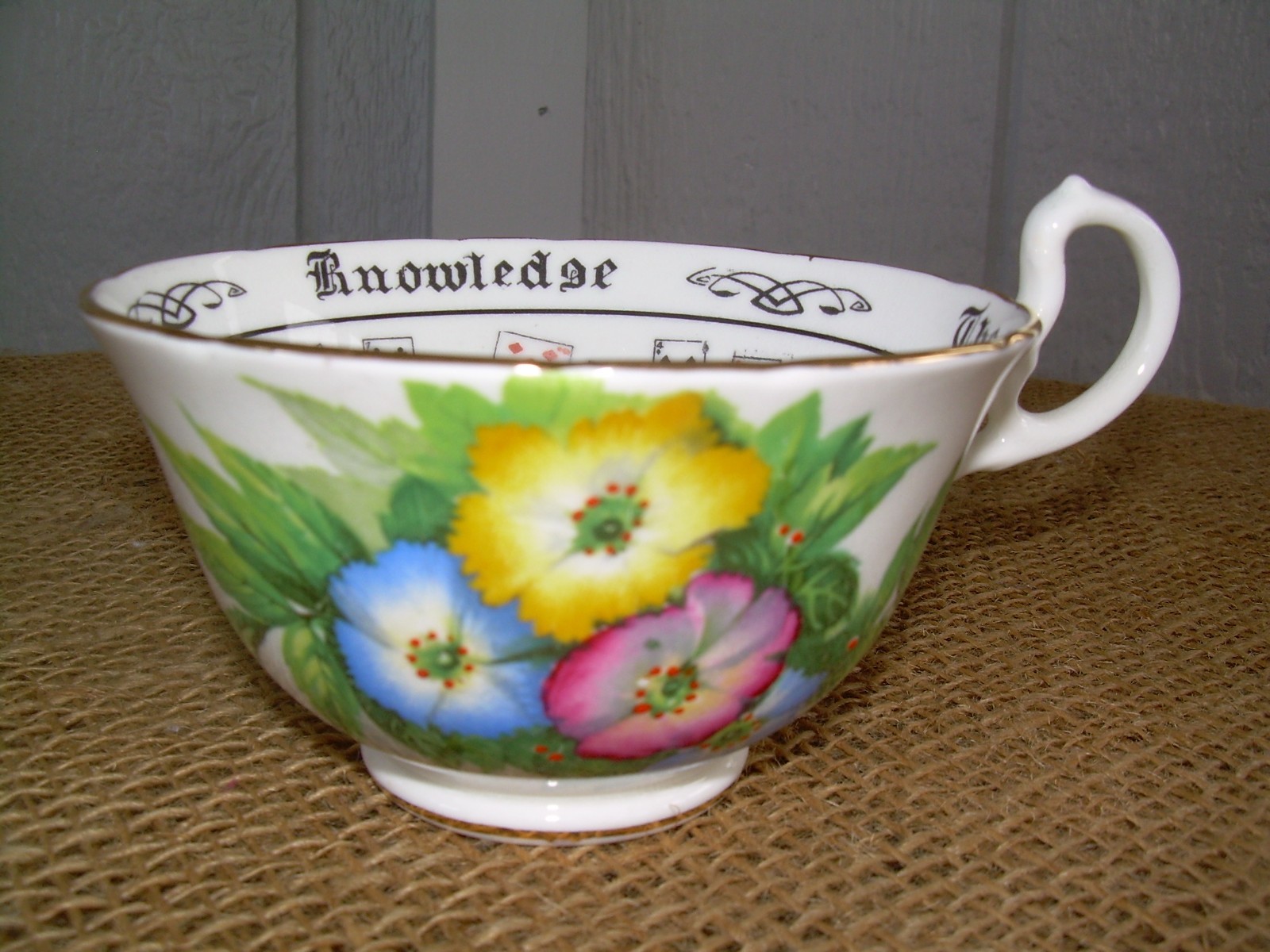 Vtg Aynsley Cup of Knowledge Tea Cup ONLY~ Card Fortune Telling  England~ NICE