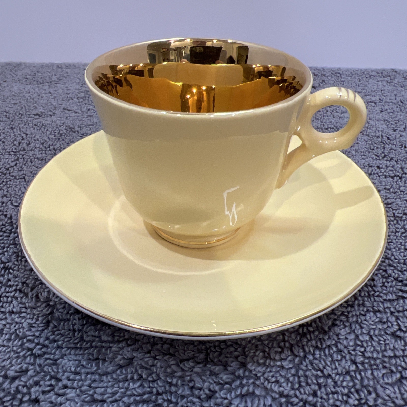 Figgjo Flint, Demitasse Cup/Saucer Set, Pastel Yellow Made In Norway Figgjo Flint, Demitasse Cup/Saucer Set, Pastel Yellow Made In Norway