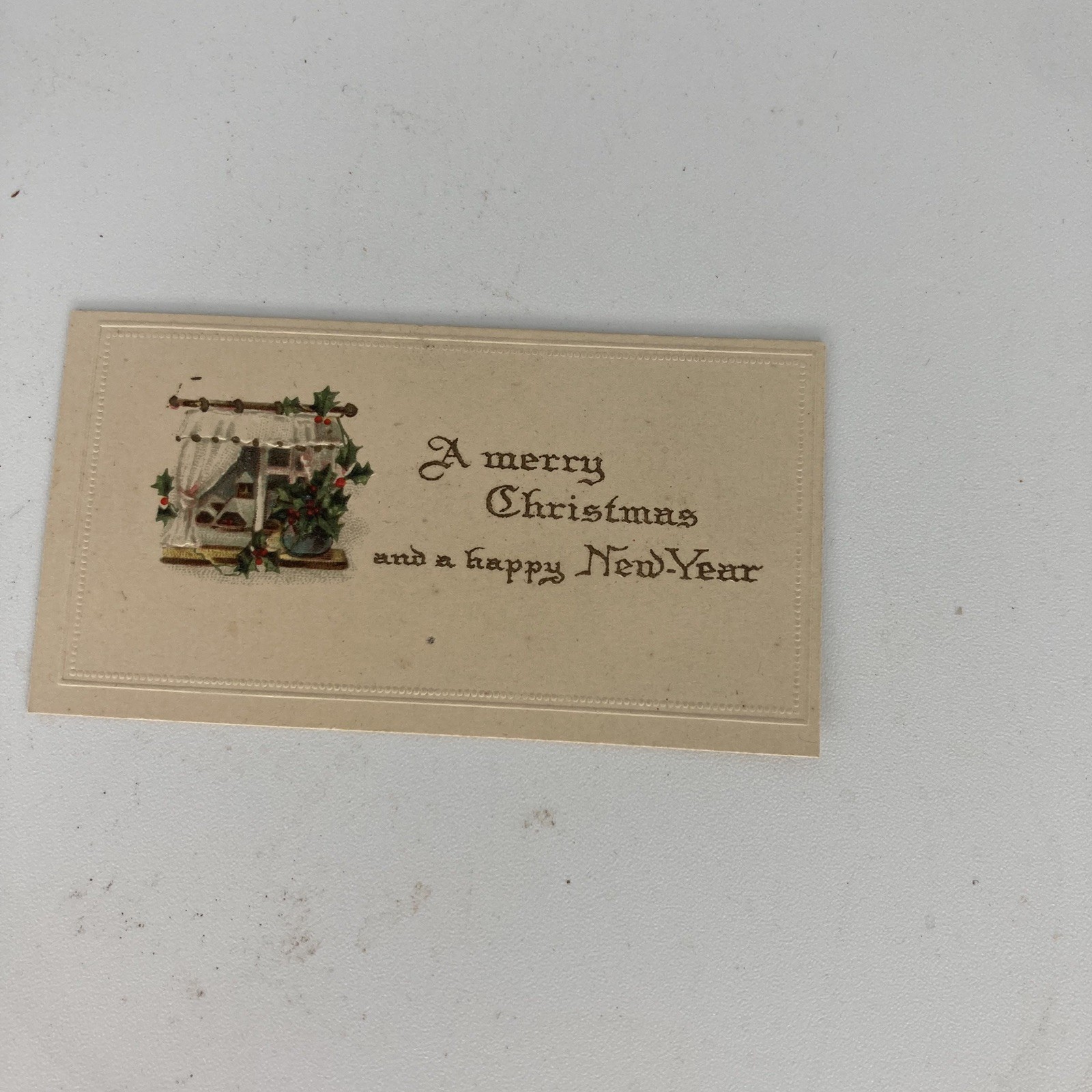 Vintage Victorian Era Tiny, Tiny Christmas Card Unsigned 2 3/4