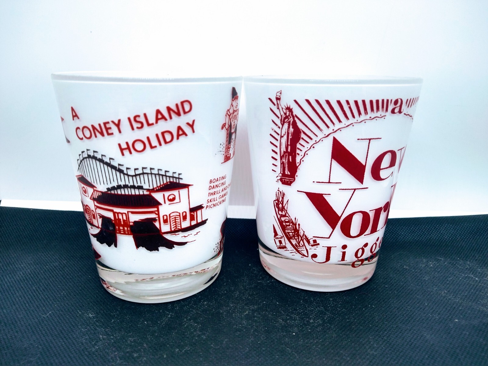 Gay Fad New York Souvenir Glasses Barware Jigger Tumbler