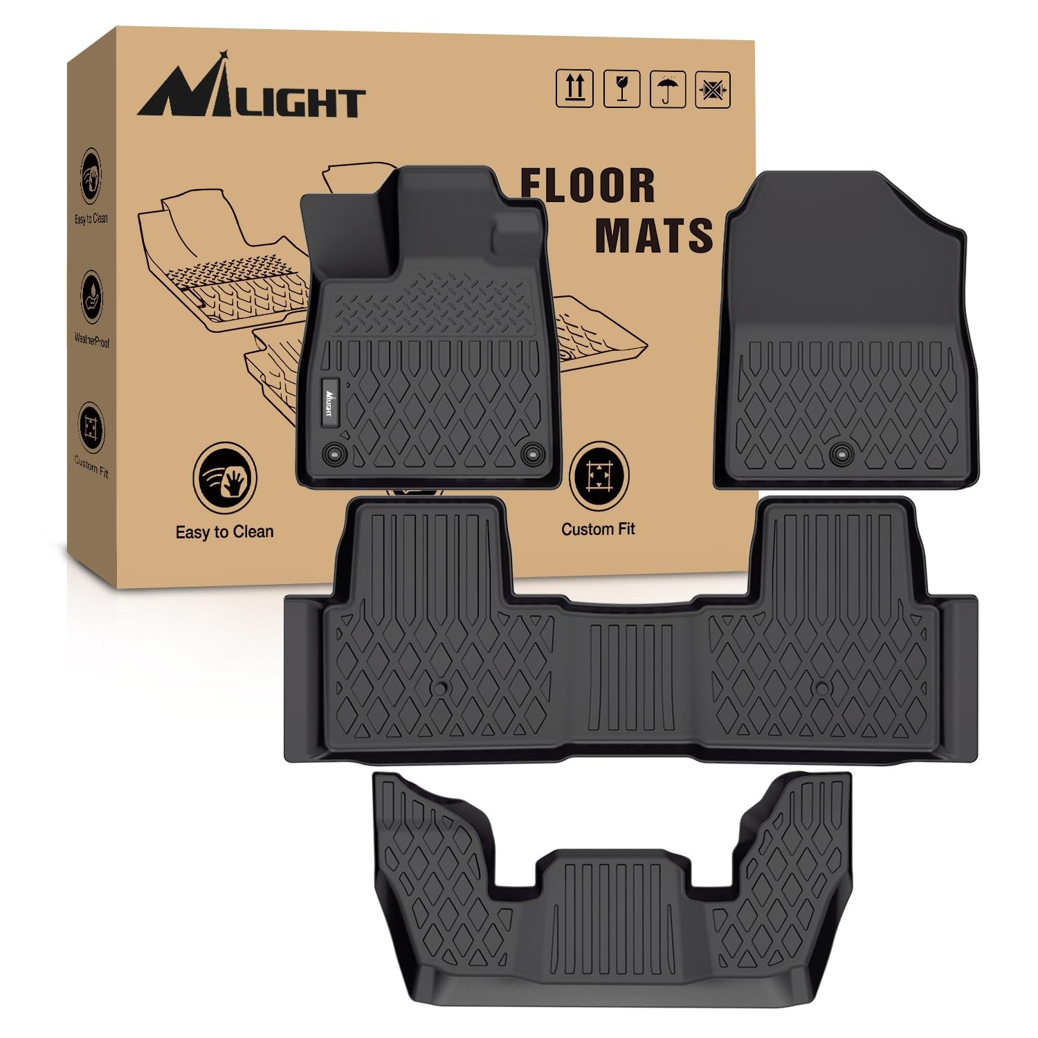 Honda Pilot TPE Floor Mats Nilight 2023 2026 Custom Honda Pilot TPE Floor Mats Nilight 2023 2026 Custom