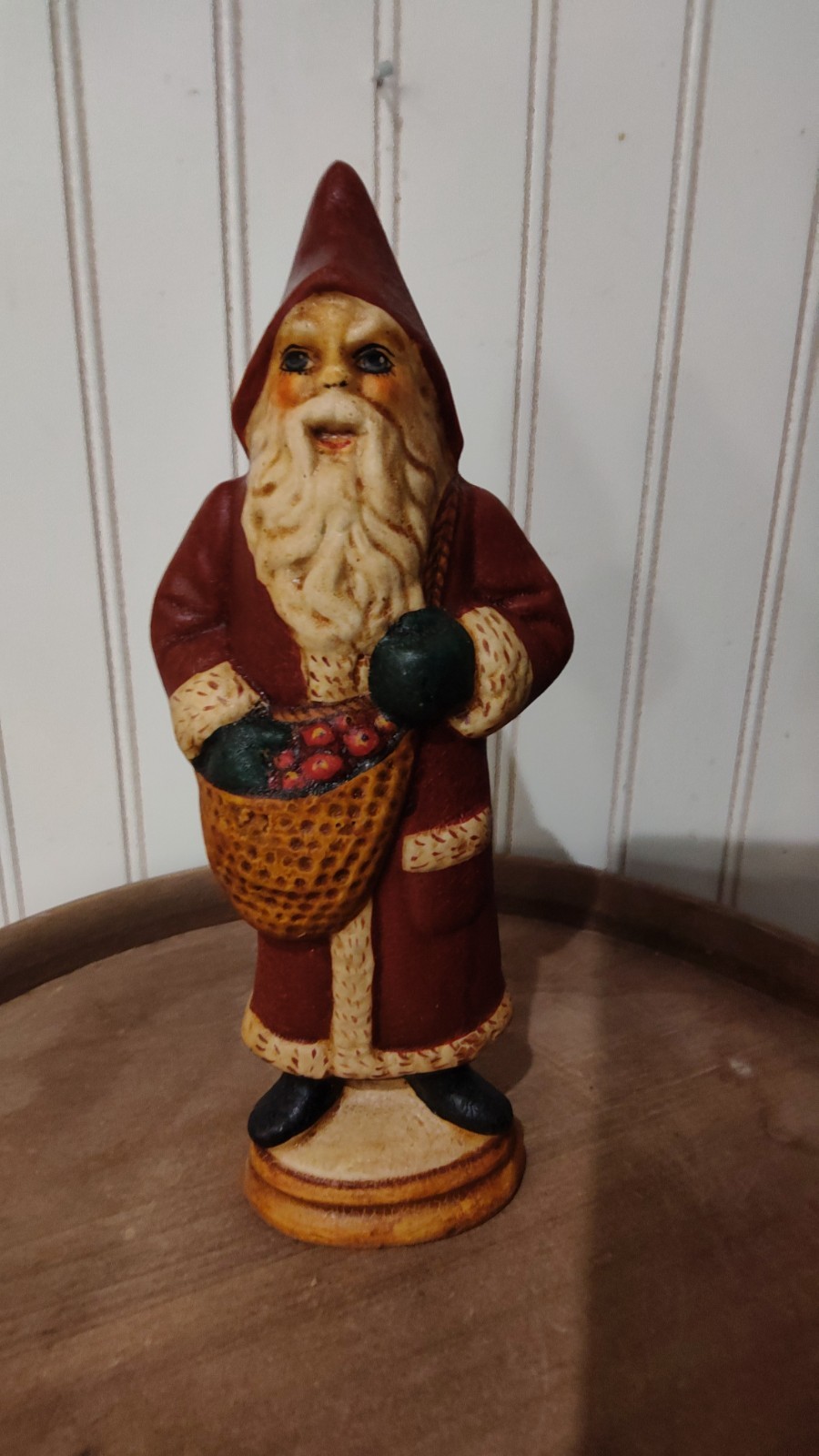 NEW 1987 Vaillancourt Folk Art FATHER CHRISTMAS W/Red Coat Chalkware VFAC5--7.5