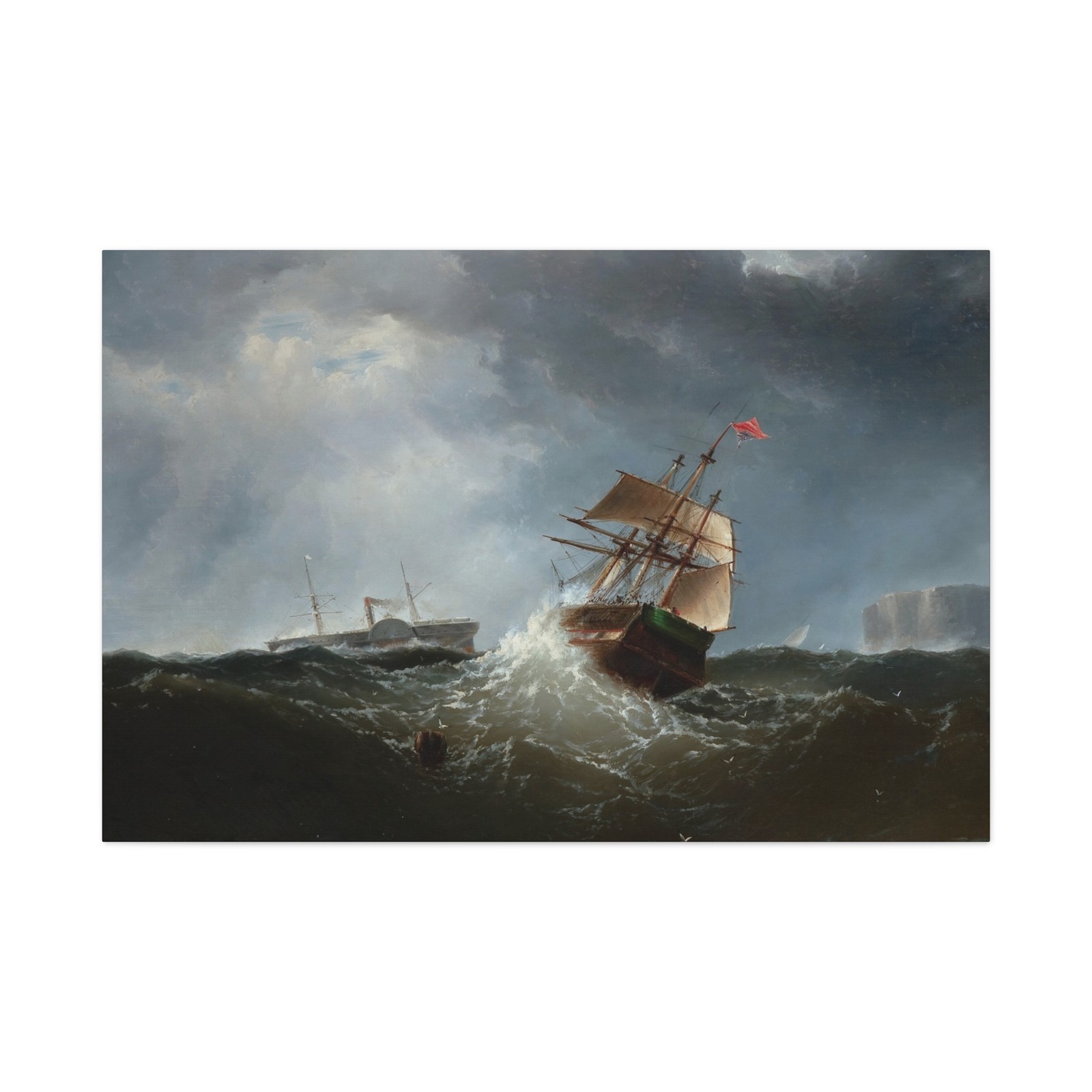 Charles T Dix - Shipping off the Coast in Stormy Sea, NY 1859 - Canvas Wall Art