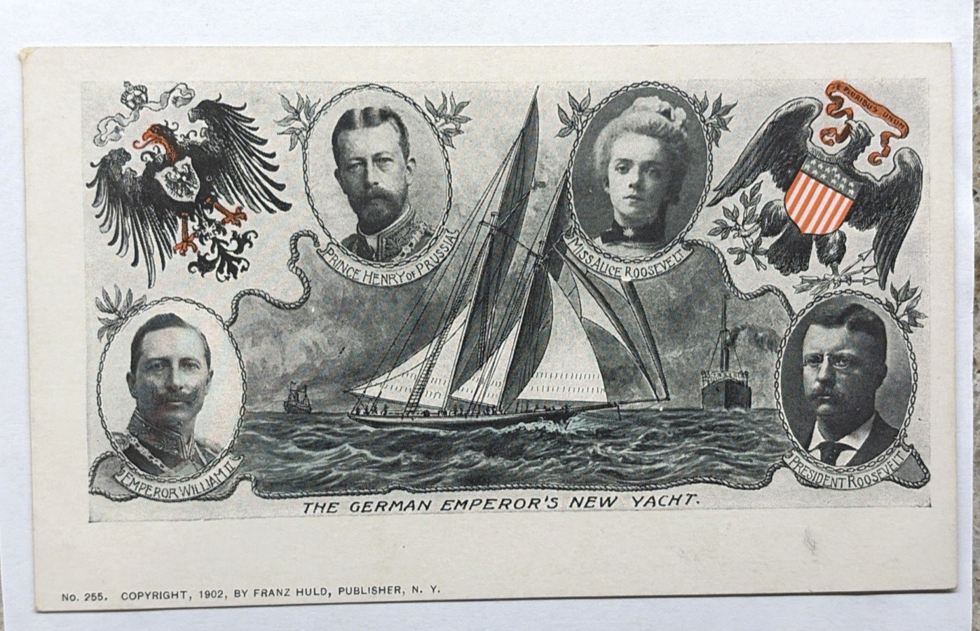 1902 Teddy Roosevelt The GERMAN EMPEROR'S NEW YACHT Private Mailing Postcard EX