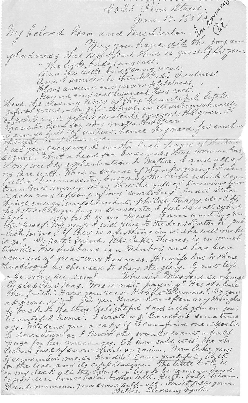 Social Reformer Nellie Blessing Ester Writes To First Woman Physician,  Activist