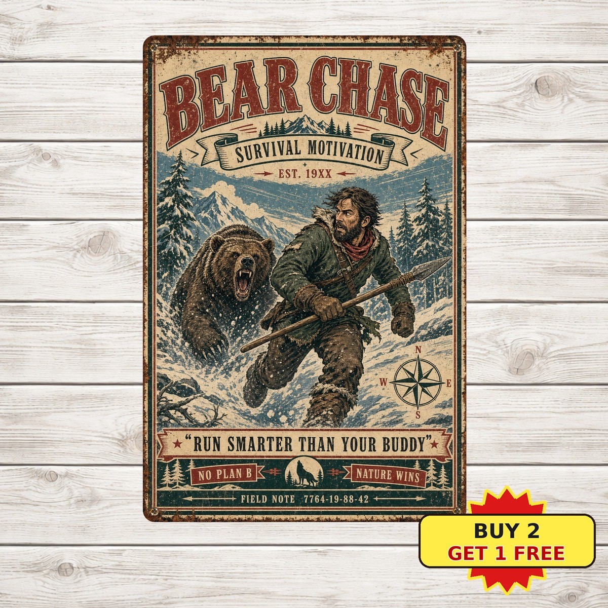 Bear Shop Retro Tin Sign Vintage Wilderness Cabin Decor Metal Wall Plaque