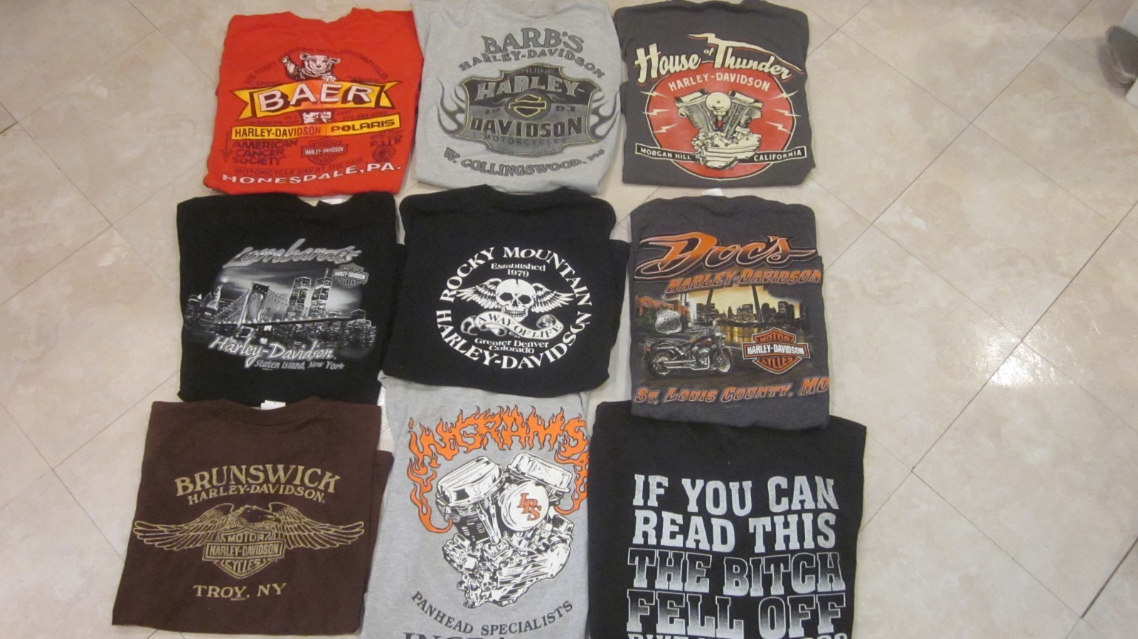 Vintage Harley Davidson, other biker T-shirts Lot Of 9 size medium & large