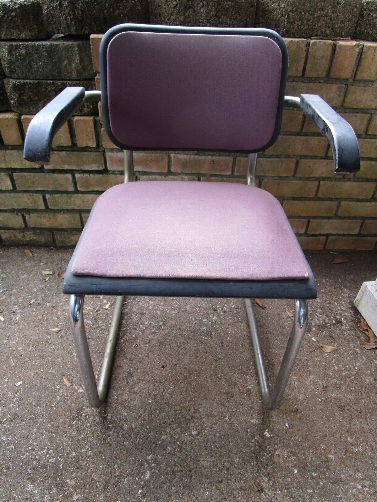 VINTAGE THONET CHROME TUBE CHAIR WITH WOOD ARMS VINTAGE THONET CHROME TUBE CHAIR WITH WOOD ARMS
