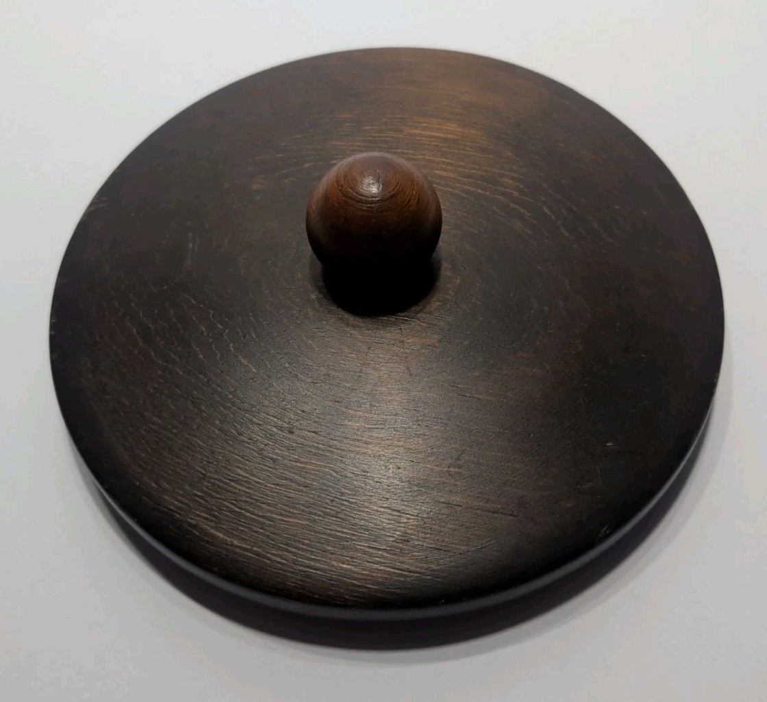 ✨VINTAGE✨ Unbranded Wood KNOB LID for Basket Small 5” Dark Brown