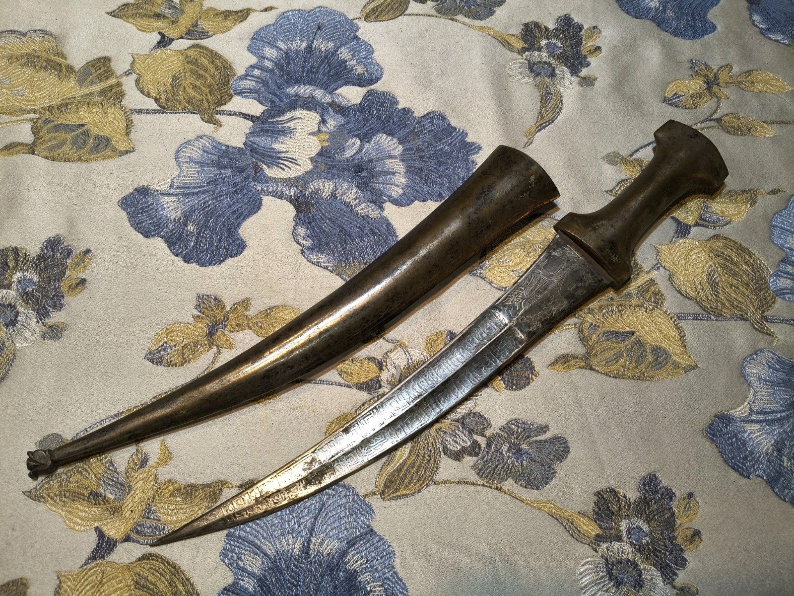 antique Shamshir All Steel Islamic Dagger Knife Etched Qajar