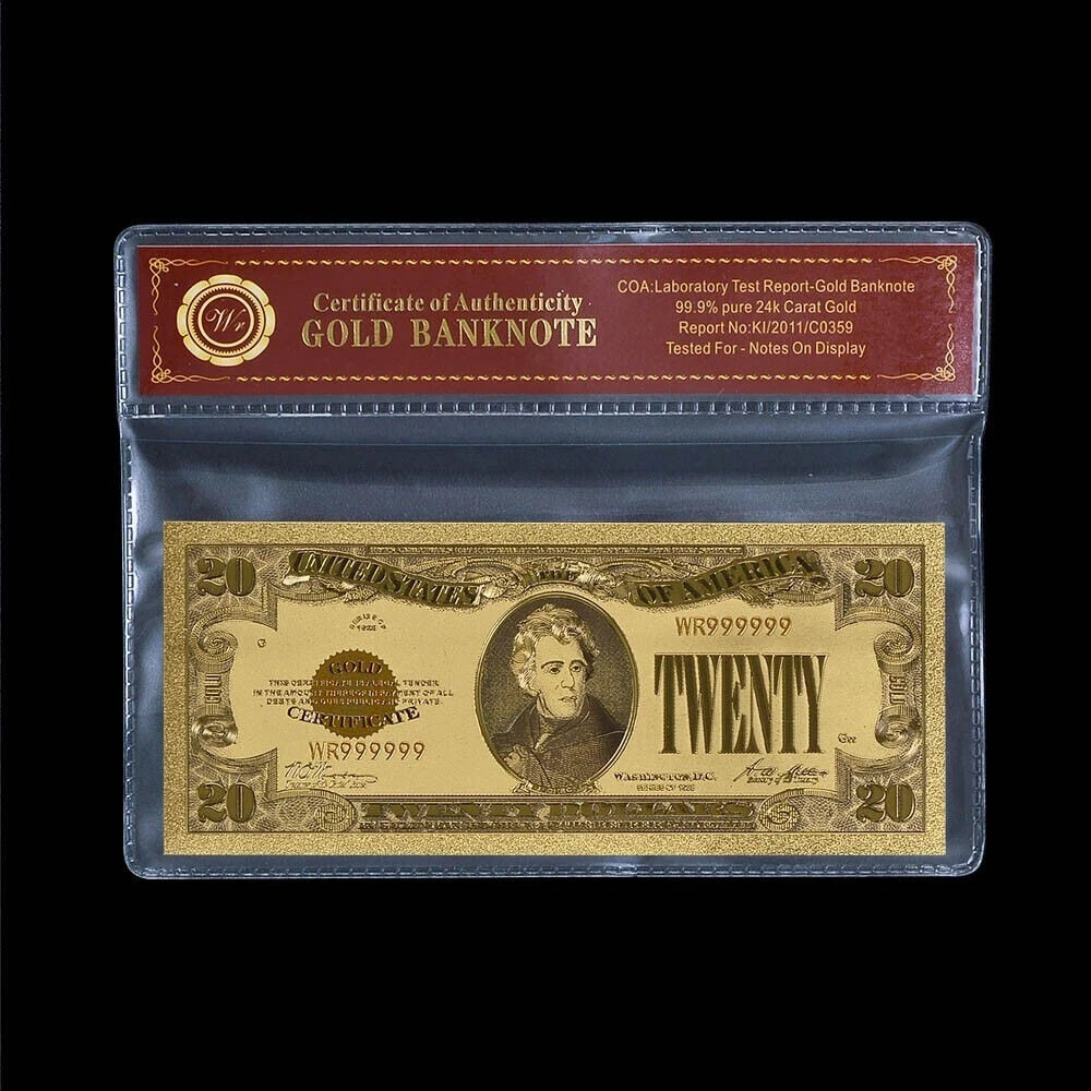 1928 $20 Dollar Bill Gold Certificate Banknote with Bag and Certificate