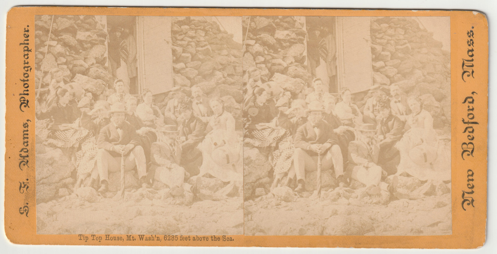 TIP TOP HOUSE - GROUP POSING - HIKING STICK? -  MT WASHINGTON - WHITE MOUNTAINS